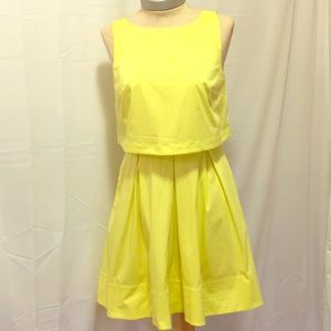 Loft Vibrant Yellow Fit and Flare Dress